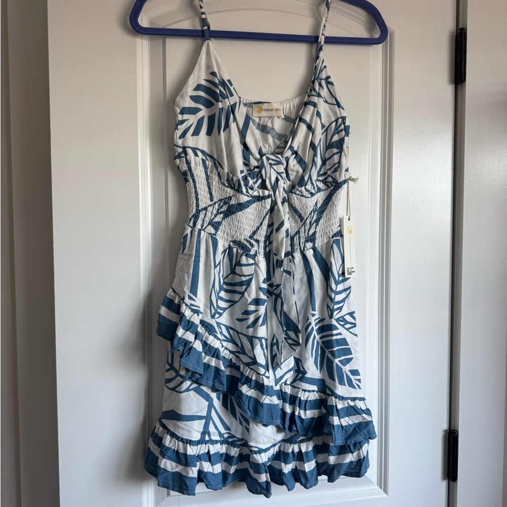 Ocean Drive Blue and White Tropical Dress